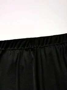 SHEIN Unity Plus Size Solid Color Lace Patchwork High Slit Elegant Skirt Maxi Fall Cloth For Women - Black - View 3