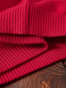 Girls Cute Cherry Pattern Knit Sweater, Children's Autumn Fashion Casual Round Neck Long Sleeve Pullover - Red - View 8