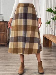 EMERY ROSE Women's Winter Plaid Elegant Skirt - Multicolor - View 5