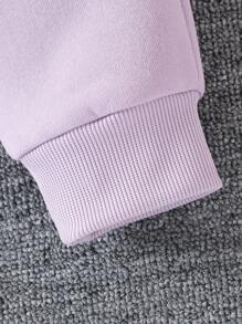 Baby Girls Autumn/Winter Casual Sports Minimalist Style Rose Red Sweatshirt & Elastic Waist Long Pants 2 Pieces Outfit + Crossbody Bag - Purple - View 8