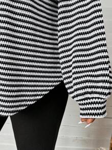 SHEIN LUNE 2 件套黑白罗纹纹理上衣和罗纹紧身裤，舒适百搭大码新年女装冬装女装狂欢装感恩节装女装新年女装冬季外套女装冬装女装运动服女装冬季套装度假两件套新年运动裤