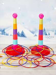 1Set Compact Portable Fun Skill Improving Hand Eye Coordination Educational Colorful Ring Toss Game Toy Best Holiday Gift Family Activity Party Fun Easy Storage Indoor Outdoor Game Skill Toy Gift Idea Festive Celebration Activity