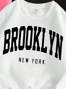 SHEIN 3pcs Tween Girls Casual Minimalist Thermal Lined Loose Fit Thick Crew Neck Long Sleeve Hoodies, Suitable For Autumn/Winter - Multicolor - View 4