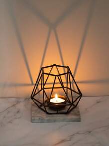 1pc Geometric Candle Holder, Minimalist Iron Candle Stand For Desk