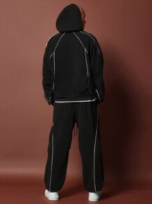 SUMWON Regular Fit Overhead Hoodie & Jogger With Piping 2 Piece Set