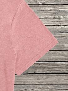 Manfinity Dauomo Men's Solid High Low Hem Short Sleeve Tee For Summer - Watermelon Pink - View 4