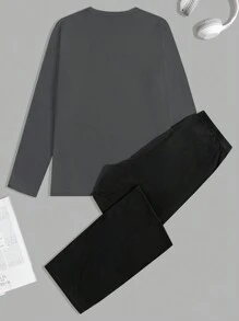 RueChic Men Koala Printed Regular Longsleeve Homewear Set - Dark Grey - View 8