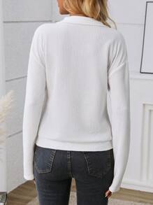 INAWLY Women's Solid Color Half-Zip Casual T-Shirt Sweatshirt