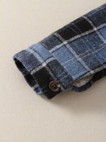 Baby Boy Casual Plaid Collared Pocket Long Sleeve Thermal Lined Shirt Jacket, Autumn/Winter - Multicolor - View 7