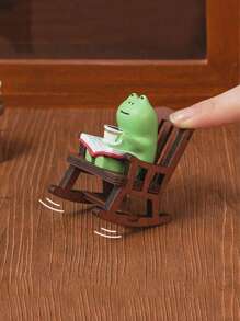 SHEIN 1pc Miniature Frog Rocking Chair Ornament, Cute Desktop & Car Decoration Cartoon Figurine Best Gifts Birthday,Room Decor , Ramadan Decor, Home Decor, Bathroom Decor