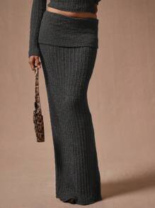 MUSERA Falda larga tipo ajustado de punto estilo "Old Money"