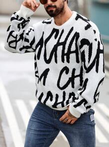 Manfinity Homme Men's Casual Simple And Fashionable Sweater For Daily Wear - White - View 1