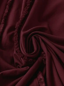 Mulvari Vestido largo holgado de manga larga con panel floral plisado estilo árabe para mujer, vestido modesto perfecto para la playa/informal/vacaciones/uso en casa/uso diario, vestido largo elegante color vino tinto