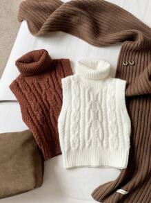 Comfortcana Women's Simple Cable Knit Turtleneck Sweater, Autumn/Winter - Multicolor - View 5