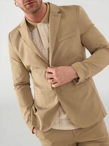 Manfinity VCAY Men's Woven Casual Suit Two Pieces Set - Khaki - View 2