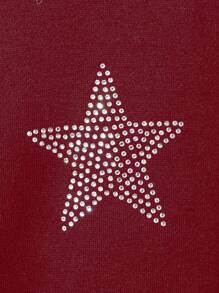 Moletom com Capuz Elegante Tricotada com Estrela de Cinco Pontas, Moda Jovem Feminina