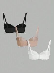 Ocili مجموعة 3 قطع من حمالات الصدر الخفيفة الناعمة الكاملة التغطية ذات الدعم الخفيف العارضة، للصدر الصغير، طراز رقيق للصيف - متعدد الألوان - مشاهدة 2