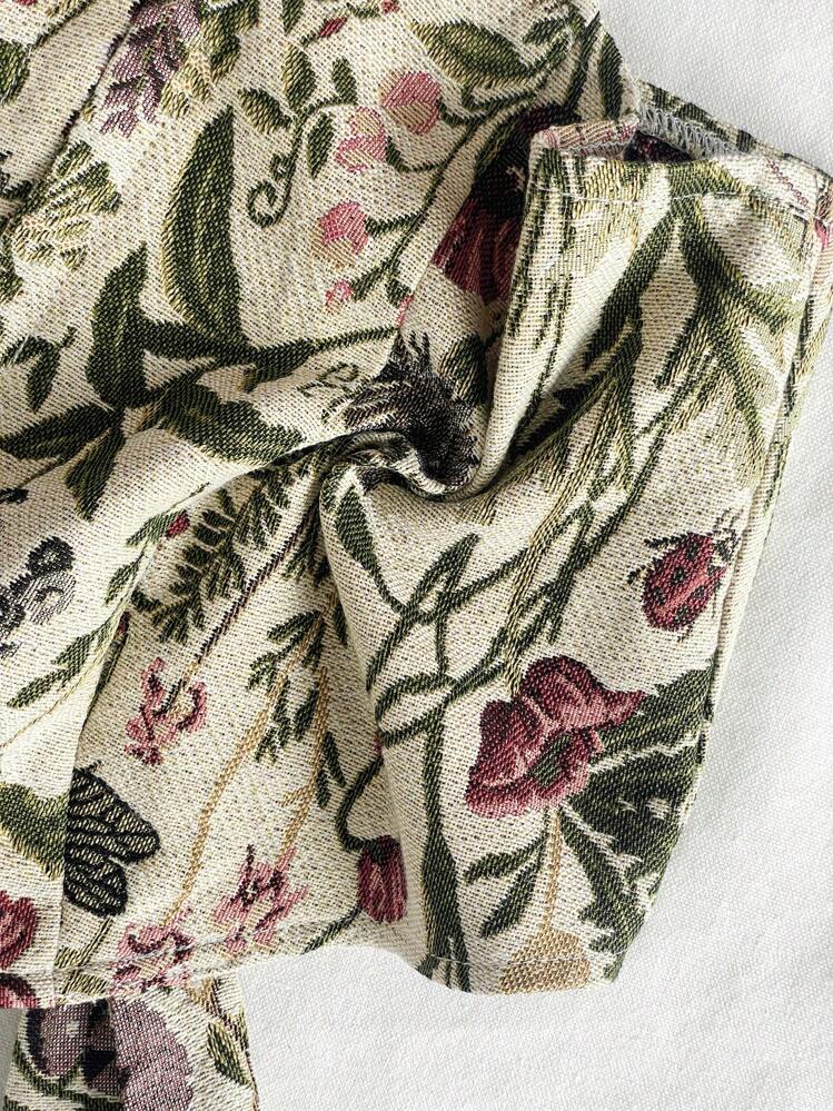 Soleia Women's Multicolor Woven Print Front Button Asymmetrical Hem Short Cami Top, Suitable For Inner Or Outer Wear Top, New Years Eve, Going Out Top, Holiday Top, Party, Festival, Christmas - Multicolor - View 3