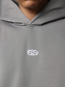 SUMWON 优质厚重冬季连帽衫运动衫休闲舒适休闲街头服饰经典舒适必备都市风格抽绳连帽套头衫家居服 - 灰色 - 查看 7