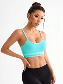 Easithlete Women's Solid Color Simple Fashion Casual Sports Bra, Everyday Wear - Mint Green - View 4