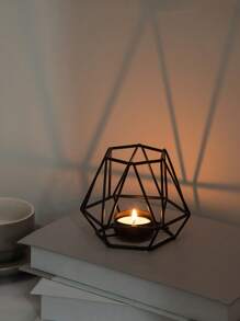 1pc Geometric Candle Holder, Minimalist Iron Candle Stand For Desk