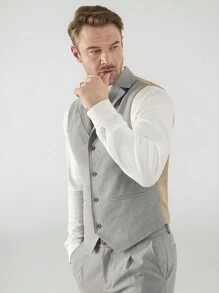 Manfinity VCAY Men's Woven Casual Lapel Suit Vest