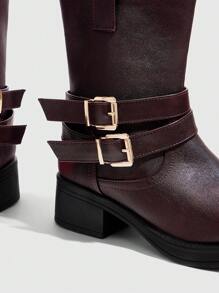 CUCCOO GRLICON Women's Ankle Boots And Ankle Boots, Y2K Style, Punk Style, Biker Style, Cool Girl Style, Suitable For Halloween, Christmas, Party - Burgundy - View 6