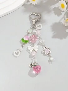 ROMWE Kawaii Y2K Style Cute & Simple Flower/Strawberry/Bow/Star/Heart Keychains, Bag Decor, Holiday Gifts Valentines - Multicolor - View 3