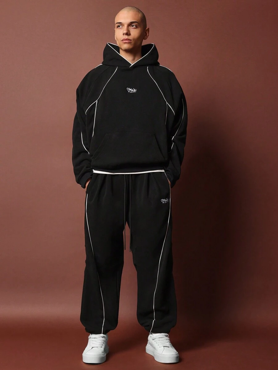 SUMWON Regular Fit Overhead Hoodie & Jogger With Piping 2 Piece Set