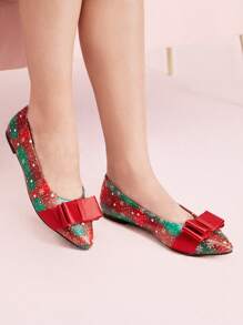 CUCCOO DOLLMOD Red Butterfly Decor Women Fashionable Elegant Commuting Flat Shoes Valentines