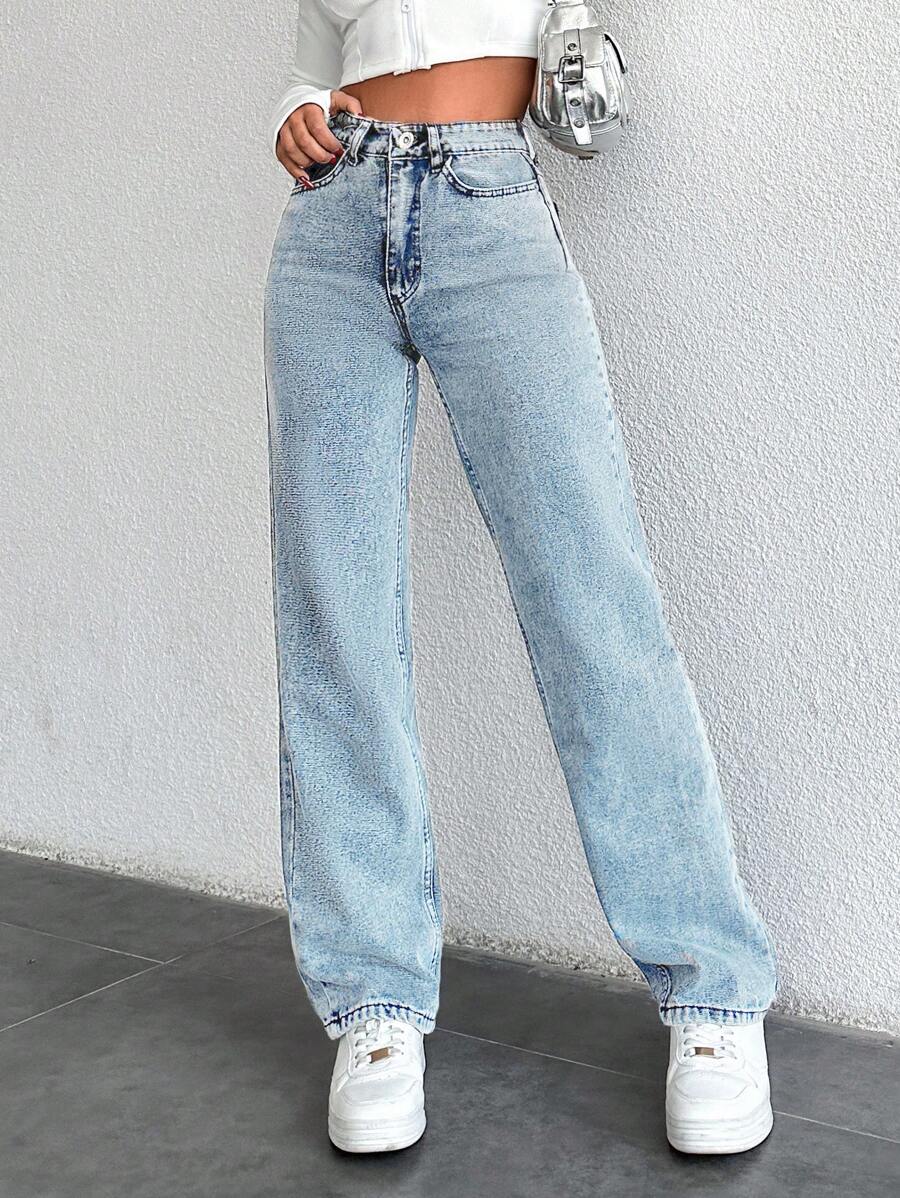 EURMUSE 100%Cotton Women's Zip Fly Front Denim Jeans - Light Wash - View 1