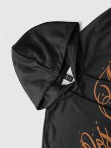 ROMWE MEN Street Life Sudadera con capucha de manga larga para hombres, con estampado de carta vintage oversize