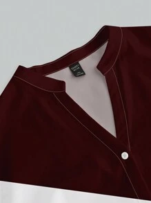 Glamance N_Standard Plus Size Women Notched Neck Boho Leopard Print Colorblock Going Out Spring Fall Blouse - Brown - View 5