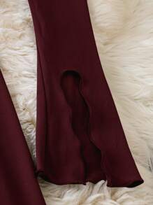Mulvari Vestido largo holgado de manga larga con panel floral plisado estilo árabe para mujer, vestido modesto perfecto para la playa/informal/vacaciones/uso en casa/uso diario, vestido largo elegante color vino tinto