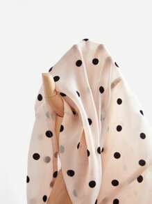 Anewsta Light Pink Polka Dot Ruffle Trim Long Sleeve Blouse With Bow Tie Collar, Autumn/Winter - Pink - View 8