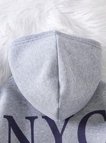 SHEIN Explorewe Girls' Letter Printed Hooded Sweatshirt - Grey - View 5