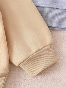 4pcs/Set Baby Boys' Solid Color Hooded Long Sleeve Sweatshirts Outfit, Autumn/Spring Essentials - Grey - View 5