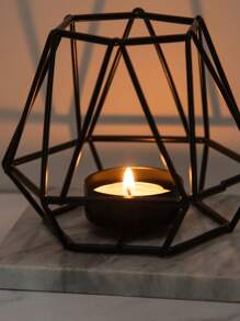 1pc Geometric Candle Holder, Minimalist Iron Candle Stand For Desk