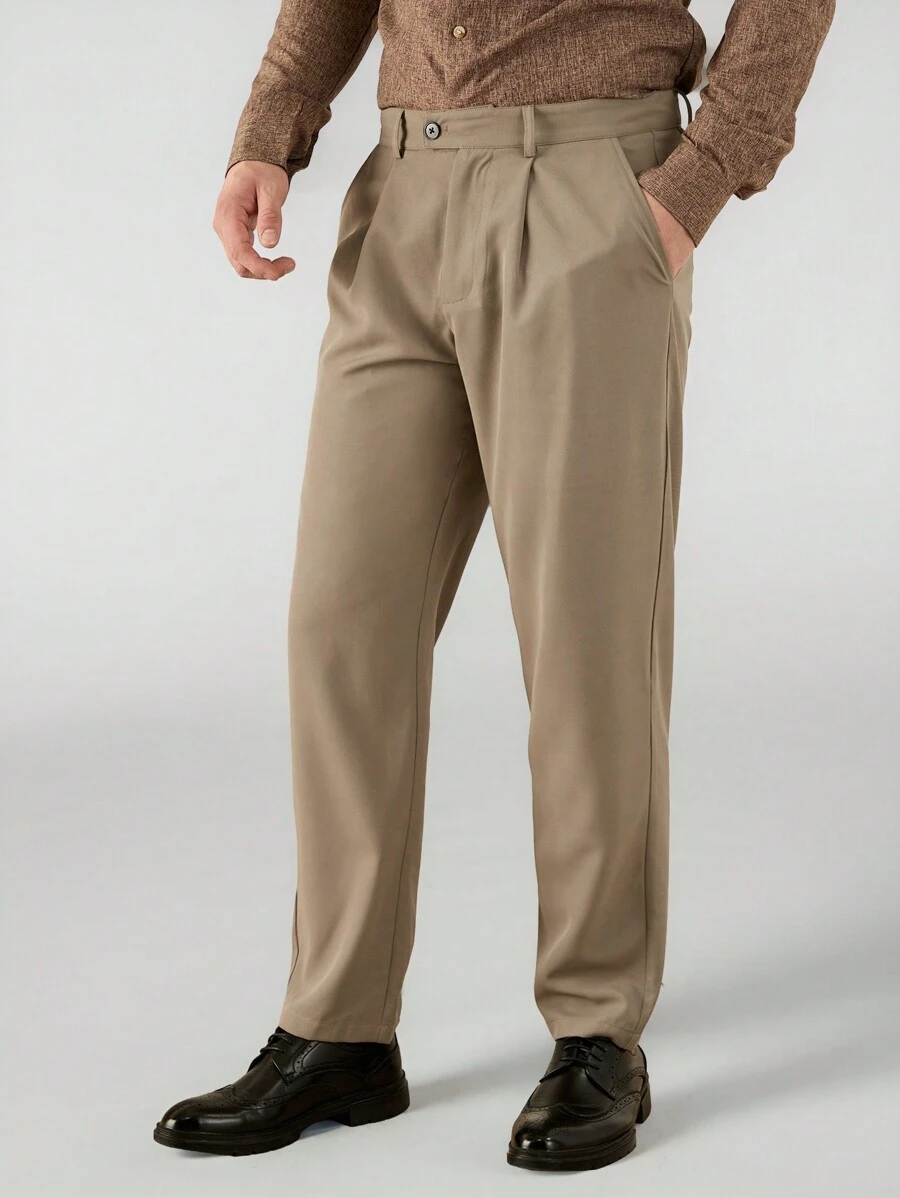 Manfinity VCAY Woven Men's Casual Straight Suit Pants - Green - View 1