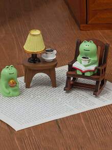 SHEIN 1pc Miniature Frog Rocking Chair Ornament, Cute Desktop & Car Decoration Cartoon Figurine Best Gifts Birthday,Room Decor , Ramadan Decor, Home Decor, Bathroom Decor