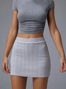 Hanevo Women's Casual Tight Bodycon Textured Fabric Lined Shorts With Attached Undershorts Sportwear For Daily Wear - Light Grey - View 3