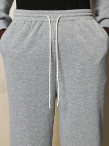 SUMWON Wide Leg Sweatpants Athleisure Loungewear Comfortable Fleece Athletic Sports Performance Split Hem Side Pockets Basketball Training Workout - Light Grey - View 5