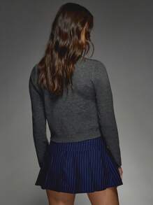 MISSGUIDED 细条纹褶皱迷你裙 - 藏蓝色 - 查看 2