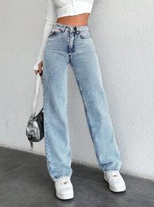 EURMUSE 100%Cotton Women's Zip Fly Front Denim Jeans - Light Wash - View 3