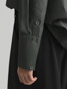 Ontre Dark Gray Women's Loose Casual Blouse, Comfortable Versatile All-Match Shirt, Essential For New Year, Suitable For Spring/Summer