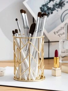 SHEIN 1 pièce Porte-stylo en métal ajouré, rangement simple pour le maquillage pour la Saint-Valentin, le mariage de la Saint-Valentin, l'anniversaire