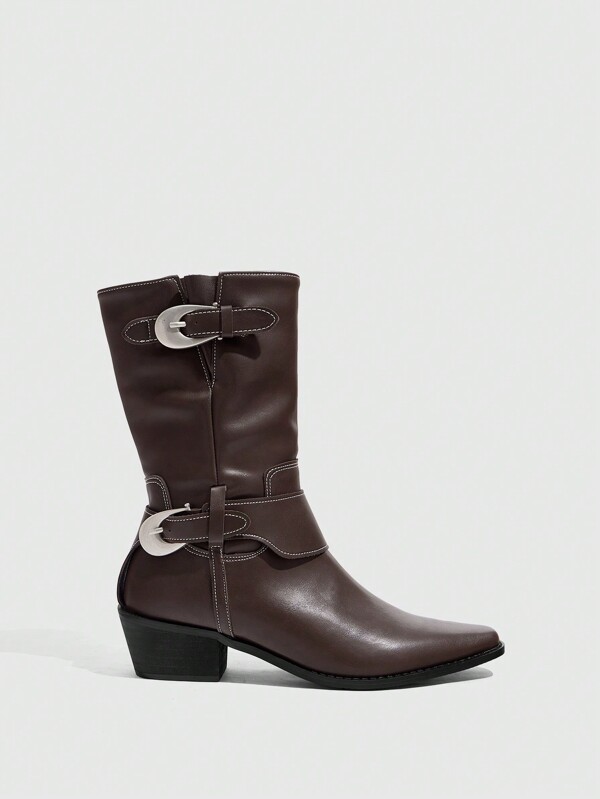 Cuccoo CUCCOO GRLICON Women's New Square Toe Block Heel Riding Boots, Autumn/Winter