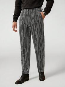 Manfinity VCAY Men Striped Print Slant Pocket Suit Pants - Multicolor - View 3