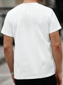 Manfinity Homme Men's Casual Crew Neck Applique Decor Short Sleeve T-Shirt, Versatile