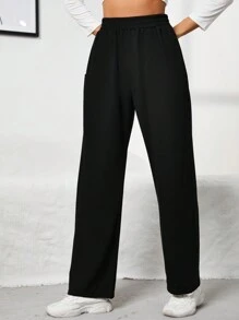 INAWLY 斜口袋彈性腰帶衛褲 - 黑色 - 查看 7